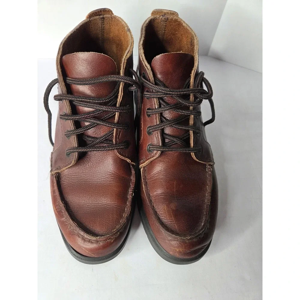 Eastland Mens Brown Leather Moc Toe Chukka Boots‎ Lace Up Ankle Work Boots 5226